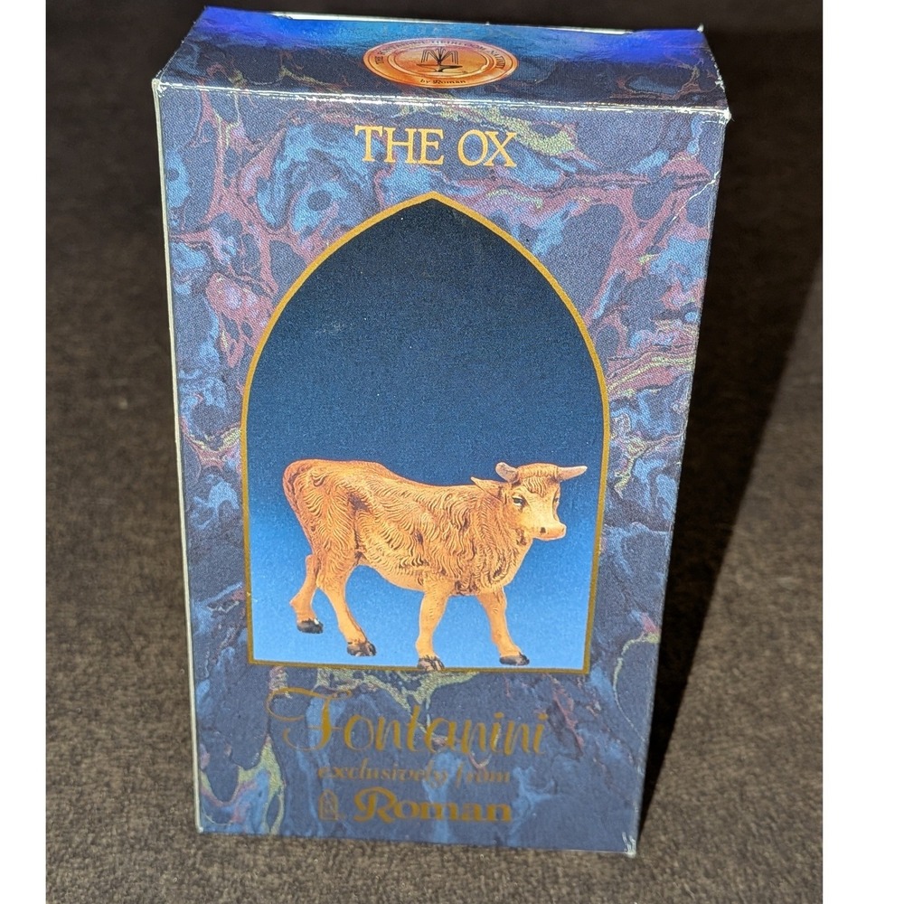 VTG Fontanini Heirloom Nativity The Ox Figurine Roman Inc Italy NIB Story Card